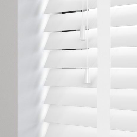 Sunwood houten jaloezie met ladderband - gloss wit gemaakt van Hout in de kleur Wit