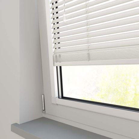 Perfect fit - Sunwood houten jaloezie - parelwit gemaakt van Hout in de kleur Grijs/Zilver