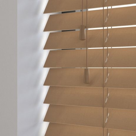 Sunwood houten jaloezie met koord - eiken gemaakt van Hout in de kleur Medium Eiken