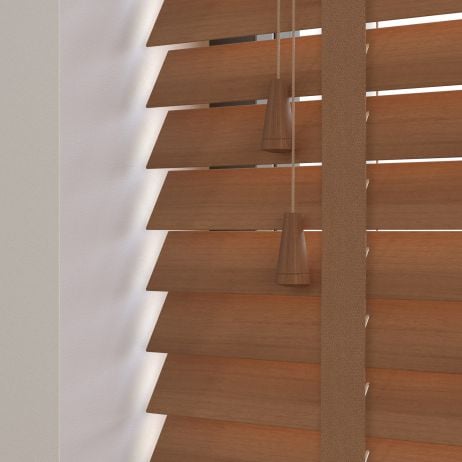 Timberlux houten jaloezie met ladderband - Kersen gemaakt van Hout in de kleur Bruin