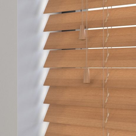 Sunwood houten jaloezie met koord - licht eiken gemaakt van Hout in de kleur Medium Eiken