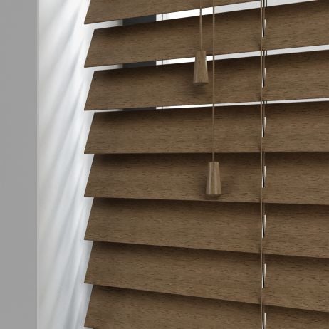 Houten jaloezie van Abachi met koord - Eiken gemaakt van Abachi in de kleur Licht / Naturel