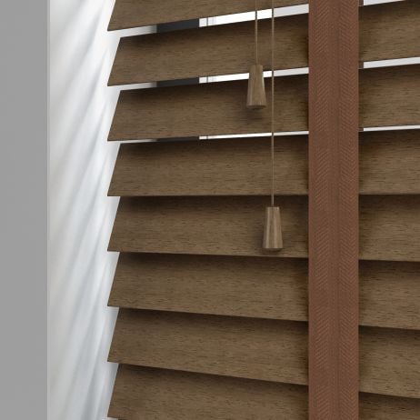 Houten jaloezie van Abachi met ladderband - Eiken gemaakt van Abachi in de kleur Licht / Naturel