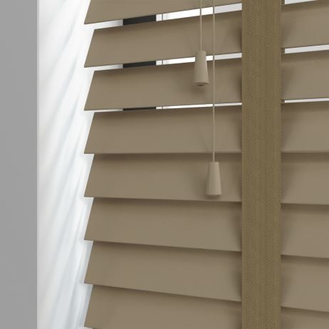 Timberlux abachi jaloezie met ladderband - Zand gemaakt van Abachi in de kleur Bruin