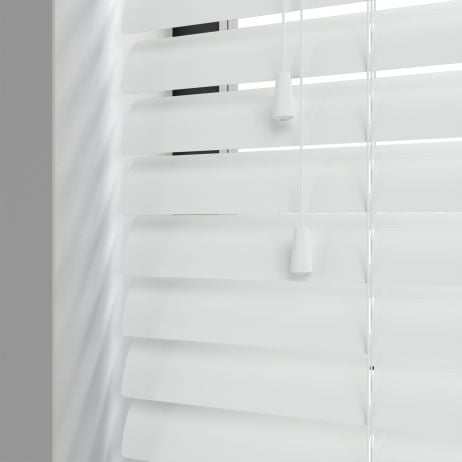 Aluminium jaloezie met koord - Alablaster Wit Mat gemaakt van Aluminium in de kleur Wit