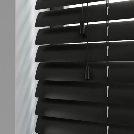 Aluminium jaloezie met koord - Zwart Mat gemaakt van Aluminium in de kleur Zwart