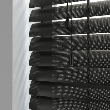 Aluminium jaloezie met koord - Zwart Mat Perf gemaakt van Aluminium in de kleur Zwart