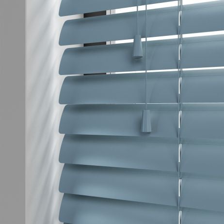 Aluminium jaloezie met koord - Licht Blauw Mat gemaakt van Aluminium in de kleur Blauw