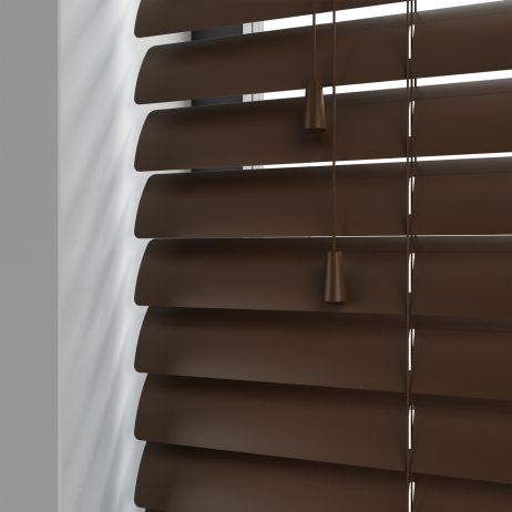 Aluminium jaloezie met koord - Bruin Mat gemaakt van Aluminium in de kleur Bruin