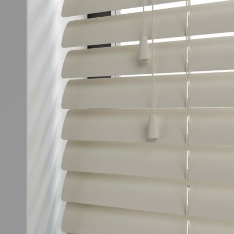 Aluminium jaloezie met koord - Dauw mat gemaakt van Aluminium in de kleur Neutraal / Beige