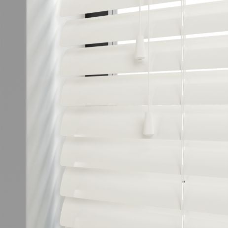 Aluminium jaloezie met koord - Steen Wit gemaakt van Aluminium in de kleur Wit