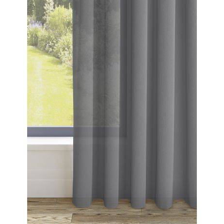 Antigua gordijn - Grijs met Wave plooi gemaakt van Polyester in de kleur Grijs/Zilver