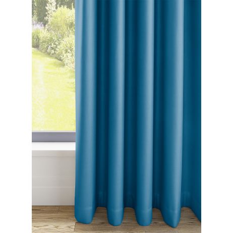 Bahrein ringgordijn - Petrol met ringen gemaakt van Polyester in de kleur Blauw