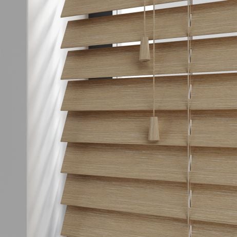 Rustieke houten jaloezie van lindehout met koord - Licht eiken gemaakt van Hout in de kleur Licht / Naturel