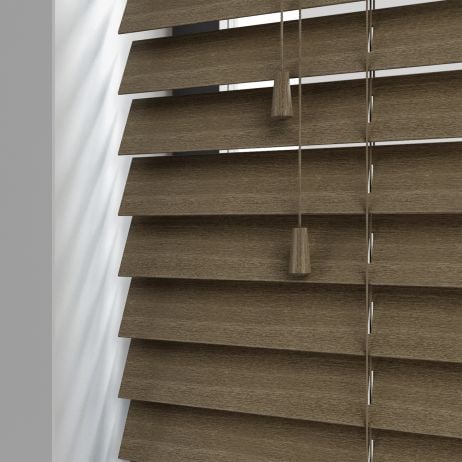 Houten jaloezie van lindehout met koord - Grijsvleug gemaakt van Hout in de kleur Grijs/Zilver