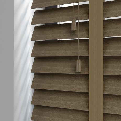 Houten jaloezie van lindehout met ladderband - Grijsvleug gemaakt van Hout in de kleur Grijs/Zilver