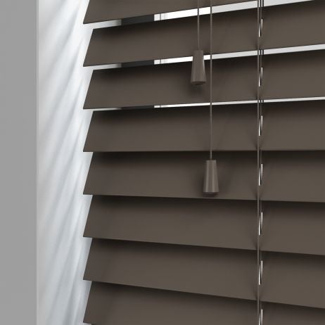 Houten jaloezie van lindehout met koord - Taupe gemaakt van Hout in de kleur Licht / Naturel