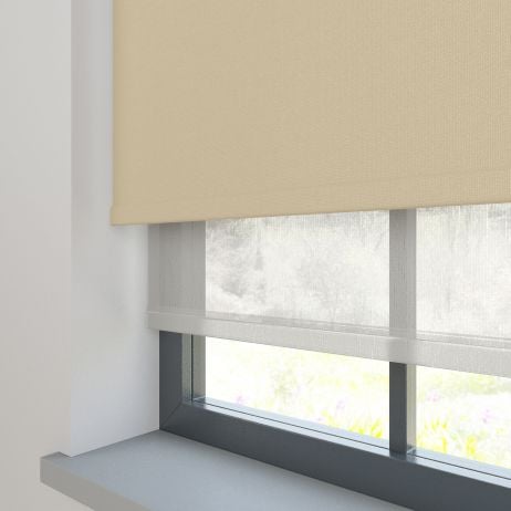 Dubbel Rolgordijn - Bella beige met Mood grijs gemÃªleerd gemaakt van Voile in de kleur Bruin
