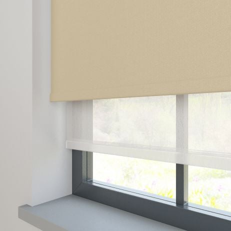 Dubbel Rolgordijn - Bella beige met Mood katoen gemaakt van Voile in de kleur Neutraal / Beige