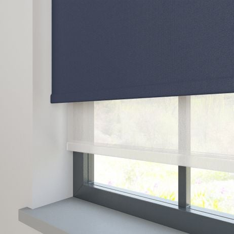 Dubbel Rolgordijn - Bella indigo met Mood katoen gemaakt van Voile in de kleur Blauw