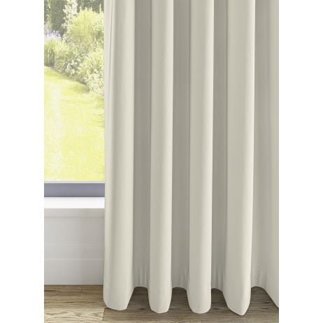 Berneo gordijn - Ecru met dubbele plooi gemaakt van Polyester in de kleur Neutraal / Beige