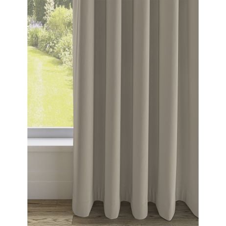 Berneo gordijn - Oesterwit met dubbele plooi gemaakt van Polyester in de kleur Neutraal / Beige