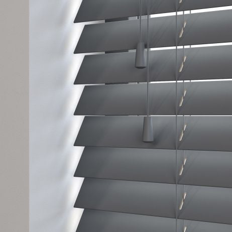 Sunwood houten jaloezie met koord - antraciet gemaakt van Hout in de kleur Grijs/Zilver