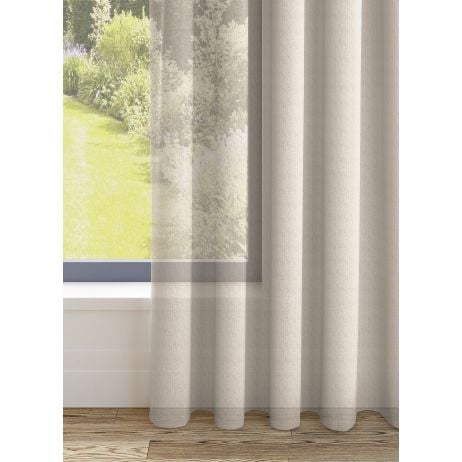 Mykonos gordijn - Linnen met dubbele plooi gemaakt van Polyester in de kleur Neutraal / Beige