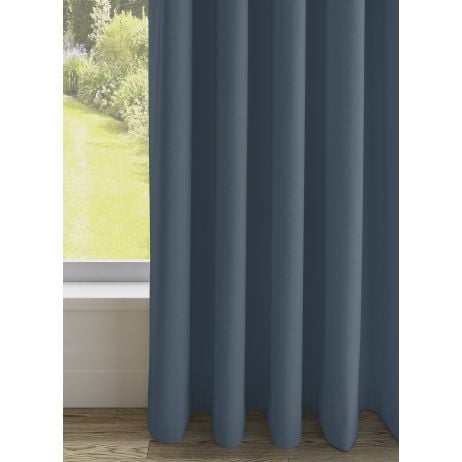 Niue gordijn - Blauw met Driedubbele plooi gemaakt van Polyester in de kleur Blauw
