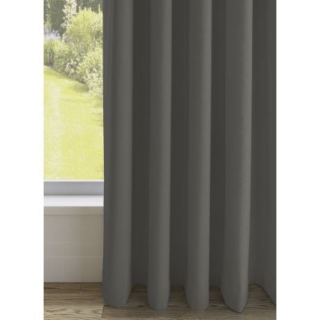Niue gordijn - Zwart met enkele plooi gemaakt van Polyester in de kleur Zwart