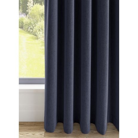 Orkney gordijn - Blauw met dubbele plooi gemaakt van Polyester in de kleur Blauw