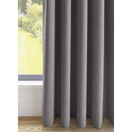 Orkney gordijn - Bruingrijs met Wave plooi gemaakt van Polyester in de kleur Grijs/Zilver