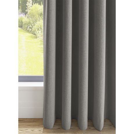 Orkney gordijn - Grijs met dubbele plooi gemaakt van Polyester in de kleur Grijs/Zilver