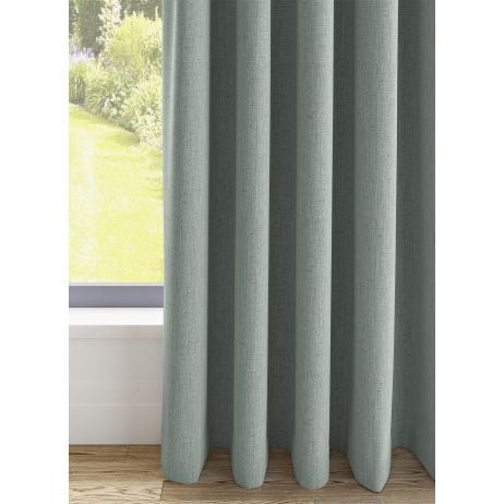 Orkney gordijn - Groen met Wave plooi gemaakt van Polyester in de kleur Blauw