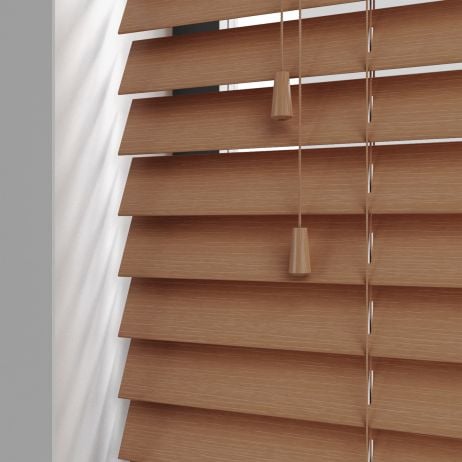 PVC jaloezie met koord - Kersen Nerf gemaakt van PVC in de kleur Medium Eiken