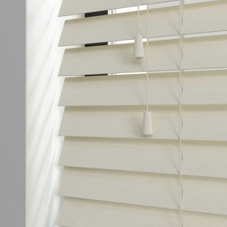 PVC jaloezie met koord - Oester Wit Nerf gemaakt van PVC in de kleur Neutraal / Beige