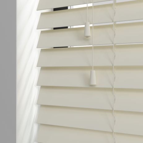 PVC jaloezie met koord - Oester Wit Glad gemaakt van PVC in de kleur Neutraal / Beige