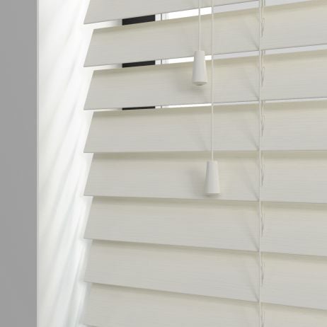PVC jaloezie met koord - Parelwit Nerf gemaakt van PVC in de kleur Neutraal / Beige