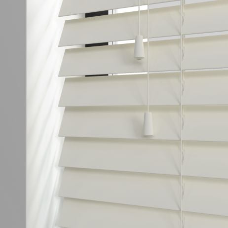 PVC jaloezie met koord - Parelwit Glad gemaakt van PVC in de kleur Neutraal / Beige