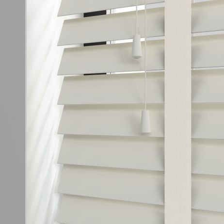 PVC jaloezie met ladderband - Parelwit Glad gemaakt van PVC in de kleur Medium Eiken