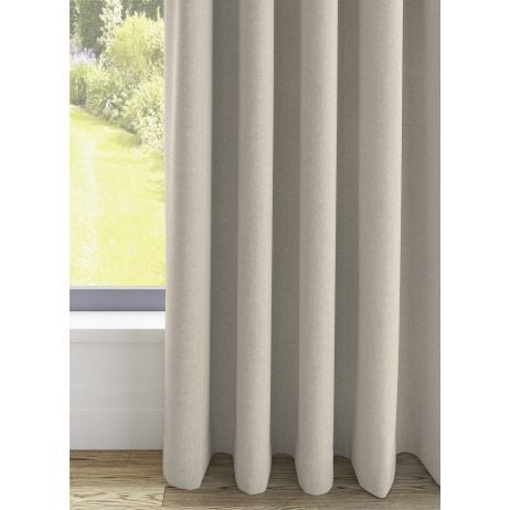Renica gordijn - Ecru met Wave plooi gemaakt van Linnen in de kleur Neutraal / Beige