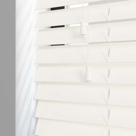 Baseline houten jaloezie met koord - parelwit