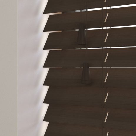Timberlux abachi jaloezie met koord - Walnoot gemaakt van Abachi in de kleur Bruin