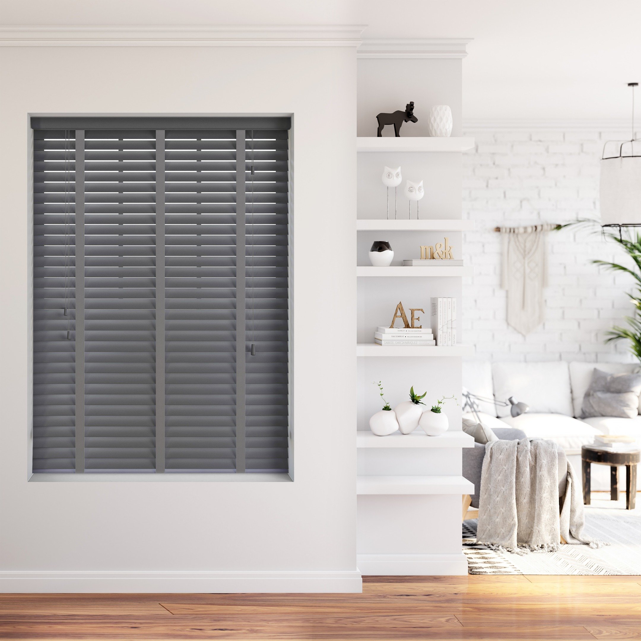 Decora Baseline houten jaloezie met ladderband - antraciet
