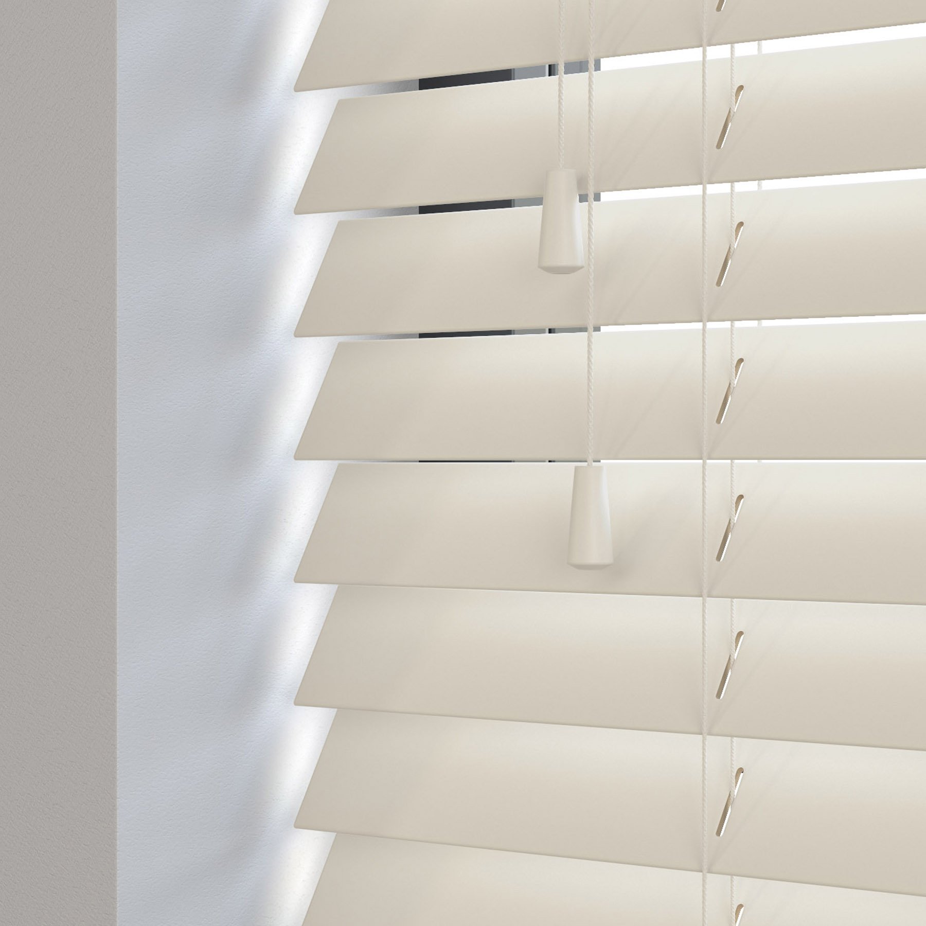 Decora Baseline houten jaloezie met koord - roomwit