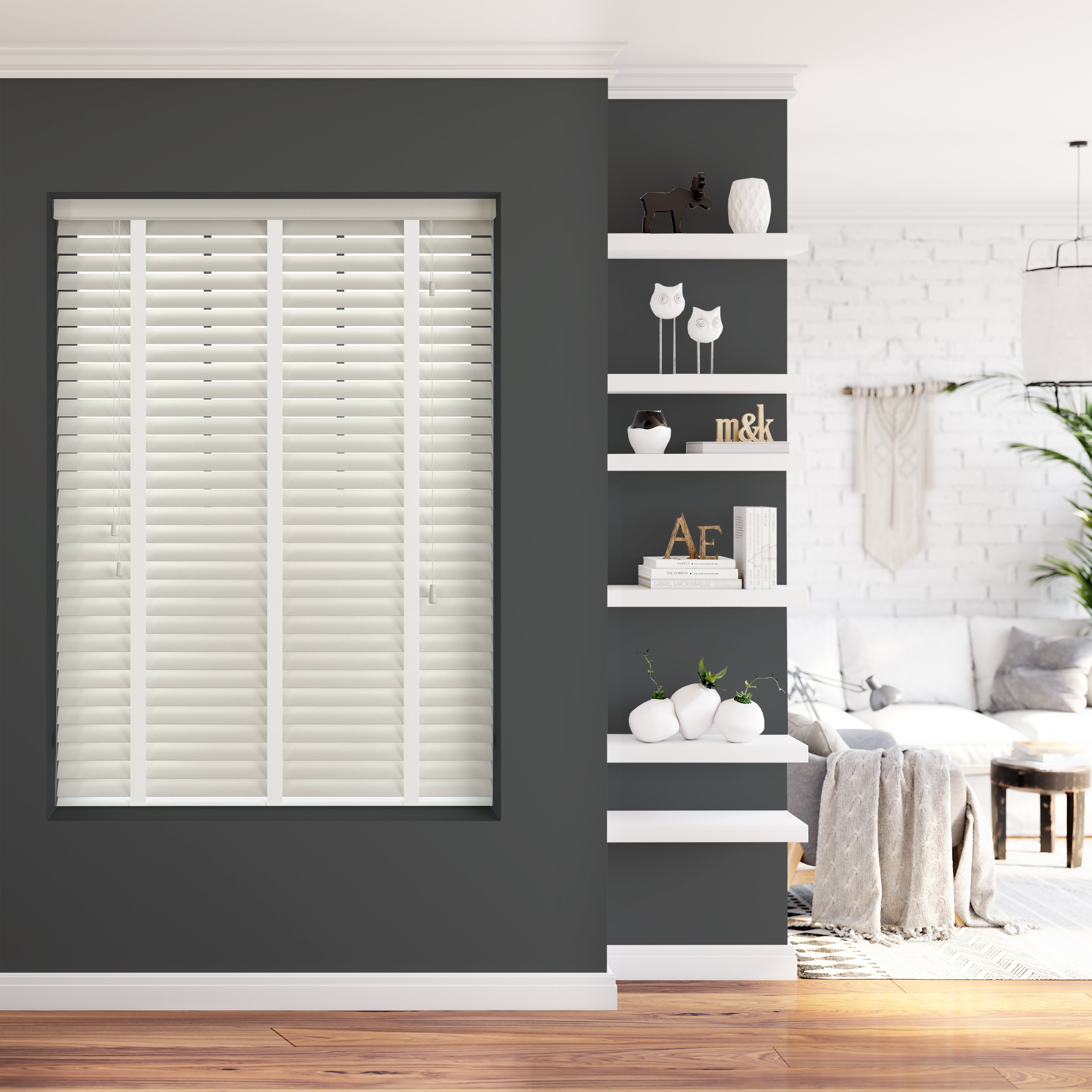 Decora Baseline houten jaloezie met ladderband - parelwit